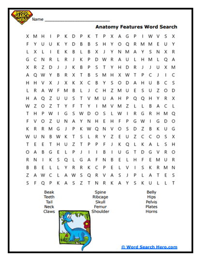 Body Parts Word Search