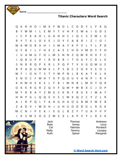 Titanic Movie Word Searches