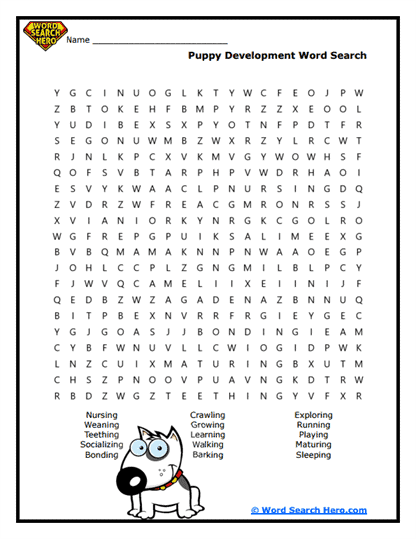 Growing Pups Word Search