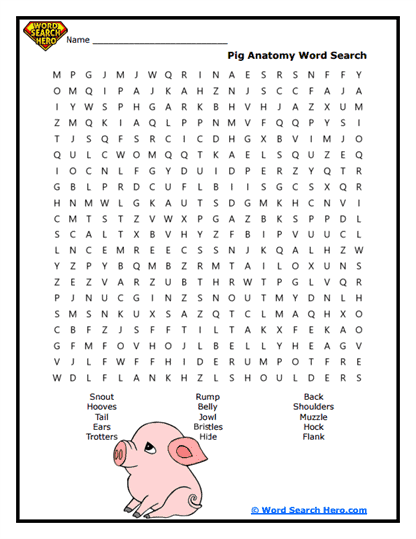 Porky Parts Word Search