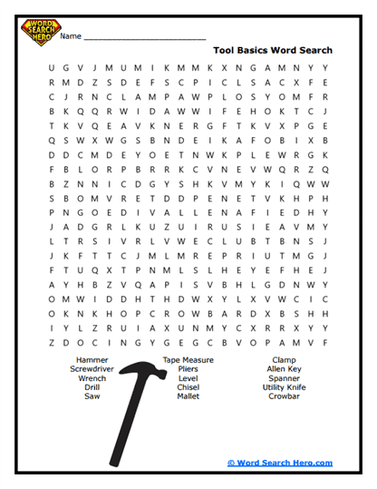 Handy Tools Word Search