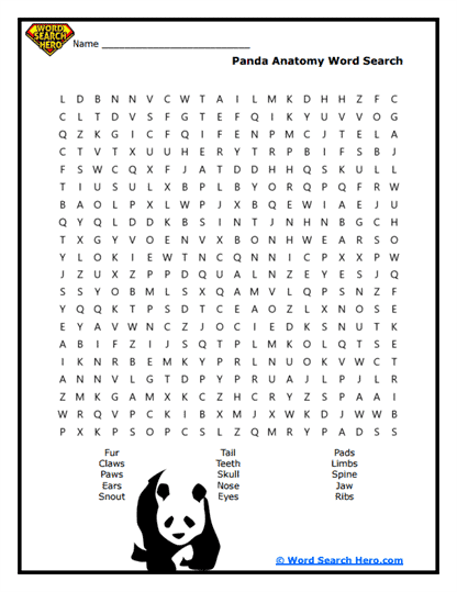 Furry Features Word Search