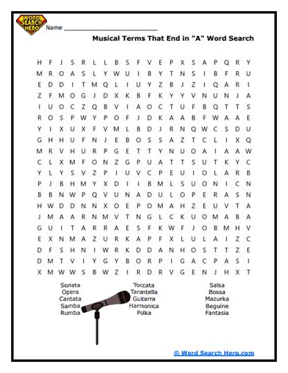 Musical Mania Word Search