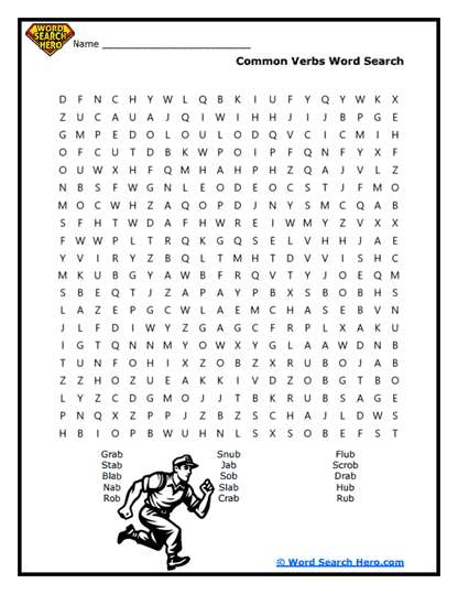 Words That End With Letter B Word Searches