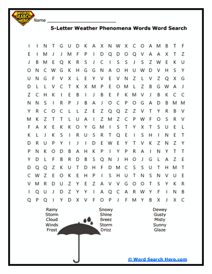 Weather Wonders Word Search