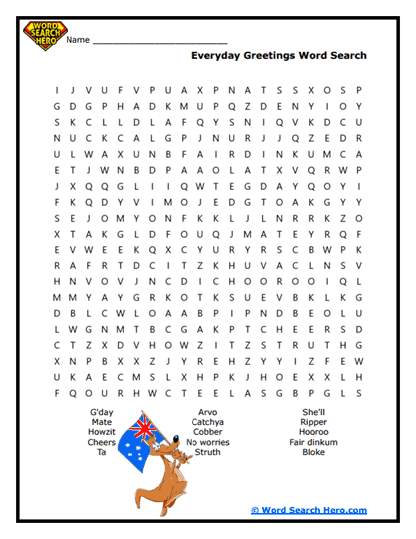 Australian Slang Word Searches