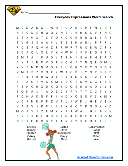 Word Searches for British Slang