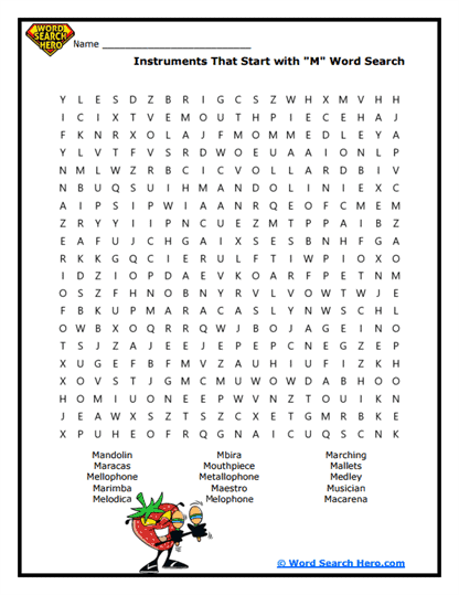 Musical Marvels Word Search