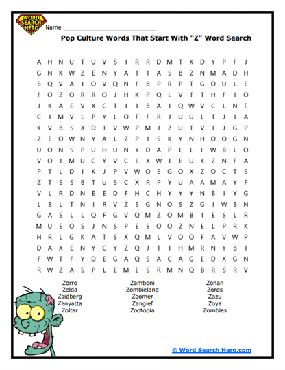 Pop Culture Picks Word Search