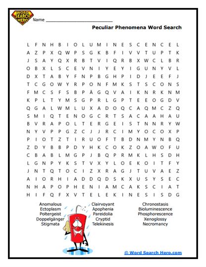 Strange Vocabulary Words Word Searches