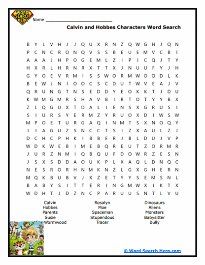 Calvin and Hobbes Word Searches