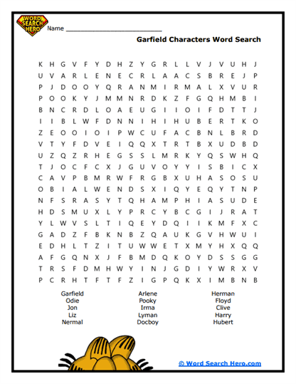 Garfield Word Searches