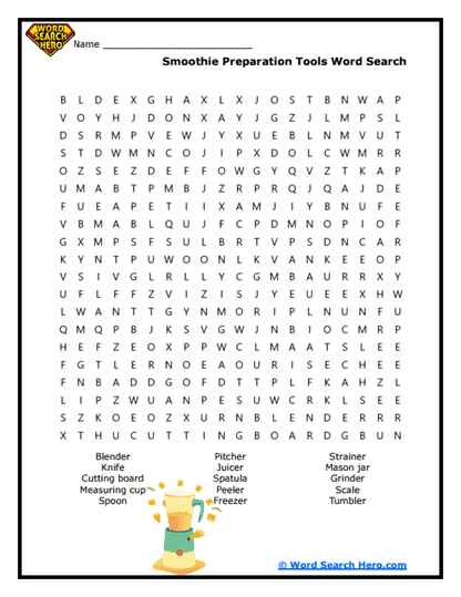 Blending Tools Word Search