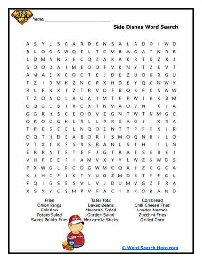 Side Dish Delight Word Search