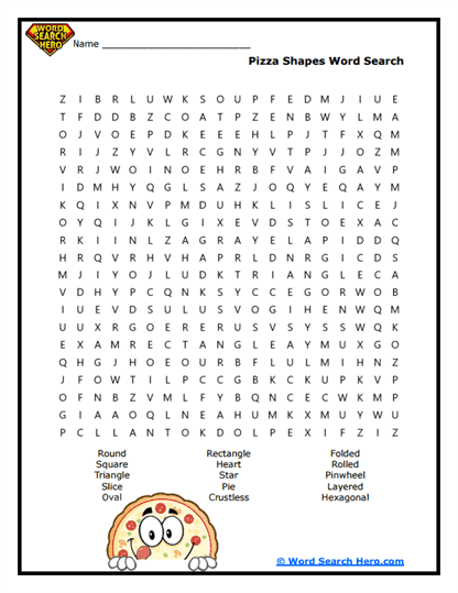 Pizza Ingredients Word Search