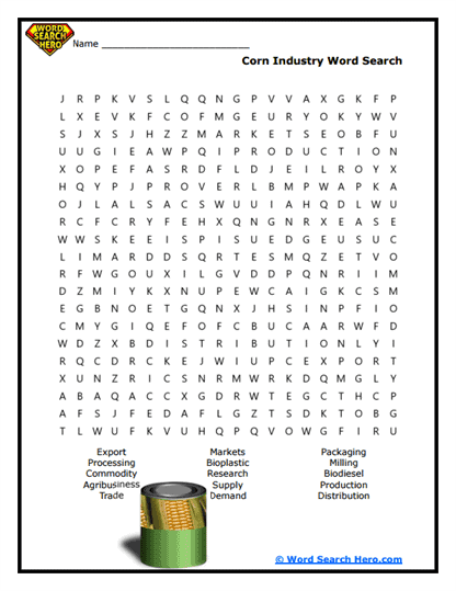 Corn Industry Word Search