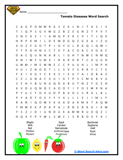 Tomato Diseases Word Search