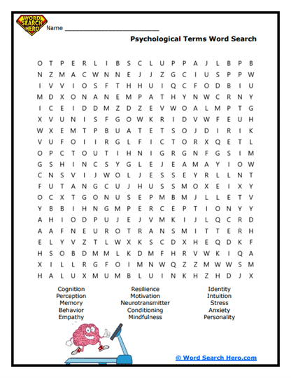 Psychological Terms Word Search