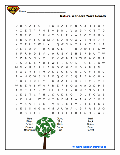 Nature Wonders Word Search