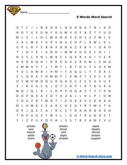 S Sound Search Word Search