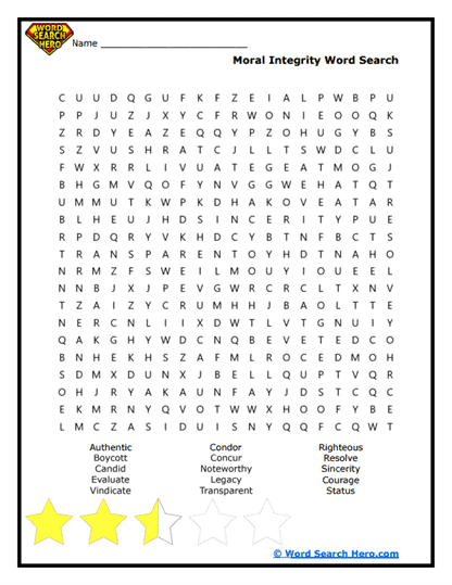 Moral Compass Word Search