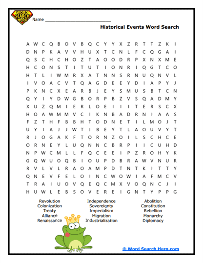 History Uncovered Word Search