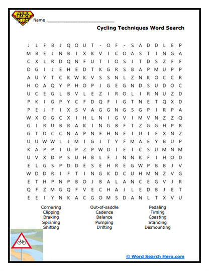 Cycling Skills Word Search