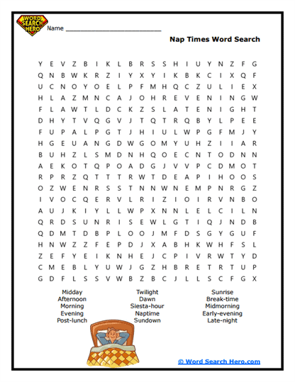 Nap Schedules Word Search