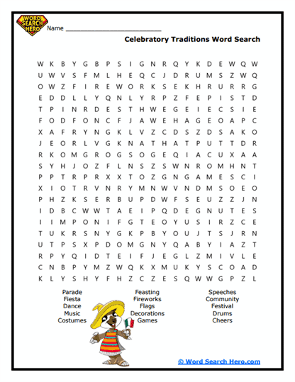 Festive Traditions Word Search