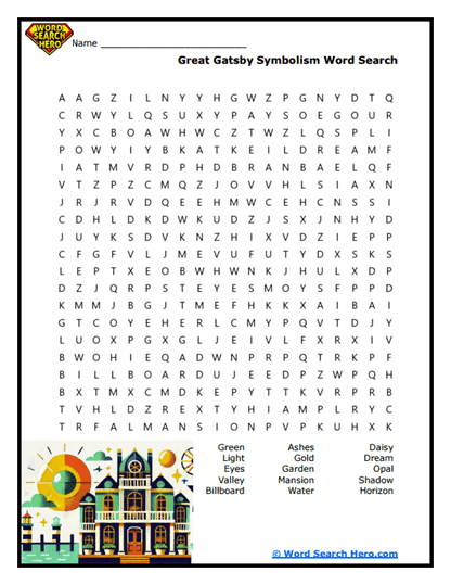 Gatsby Symbols Word Search