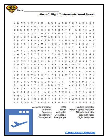 Cockpit Controls Word Search