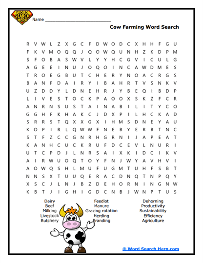 Calf Farming Word Search