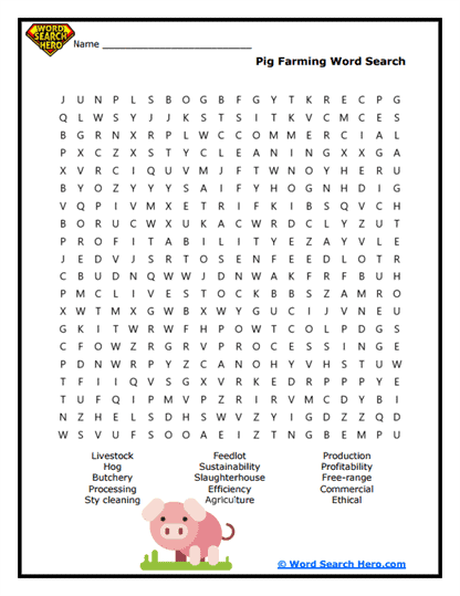 Pork Farming Word Search