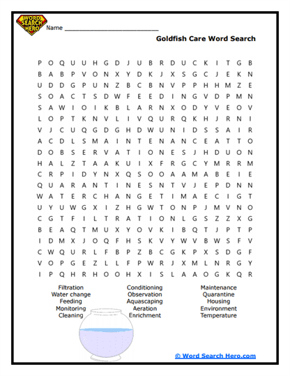 Fishy Care Word Search