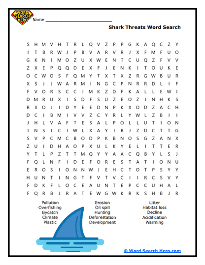 Shark Threats Word Search