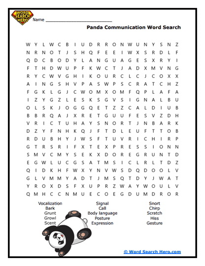 Panda Talk Word Search