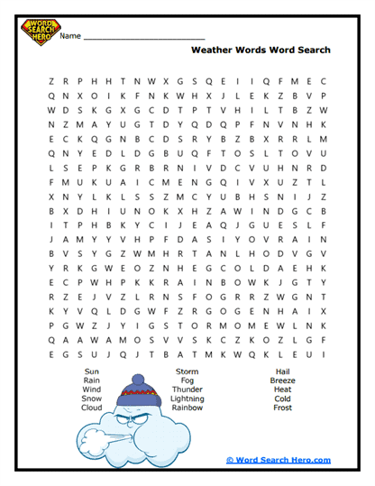 Weather Wonders Word Search