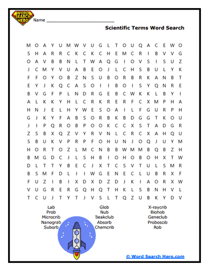 Science Words Word Search