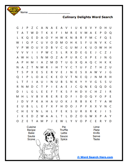 Culinary Creations Word Search