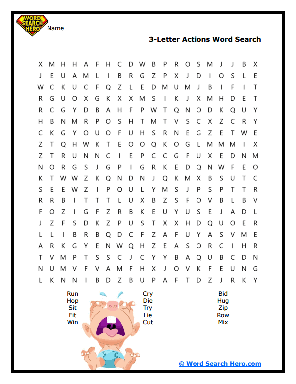 Action Alley Word Search