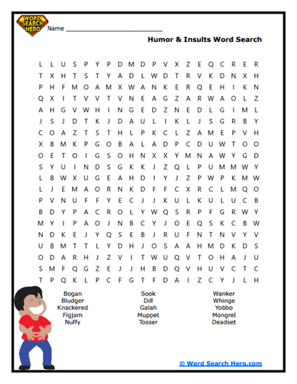 Humor & Insults Word Search