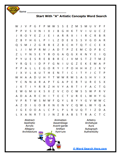 A-Artistic Expressions Word Search