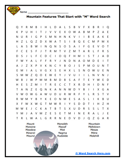 Words That Start With Letter M Word Searches