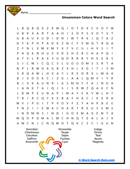 Vivid Shades Word Search