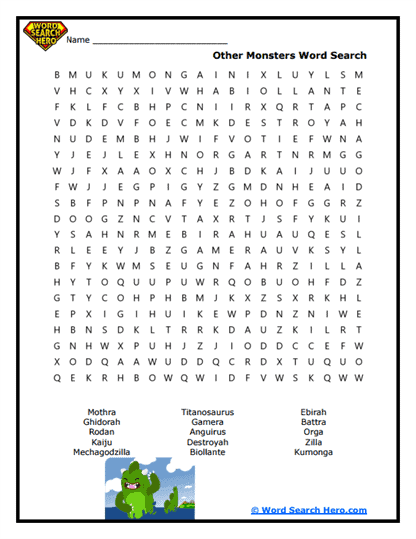 Godzilla Word Searches