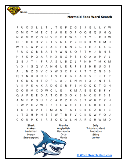 Oceanic Adversaries Word Search