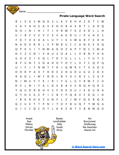 Pirate Ships Word Search