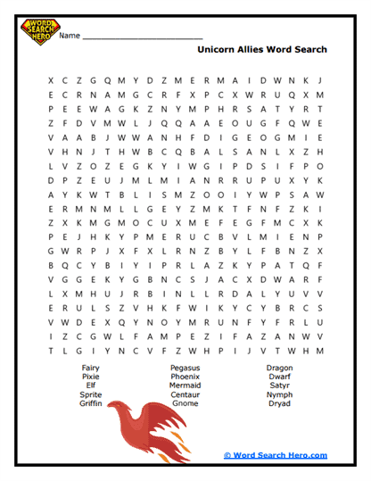 Legendary Tales Word Search