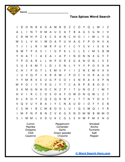 Spicy Secrets Word Search