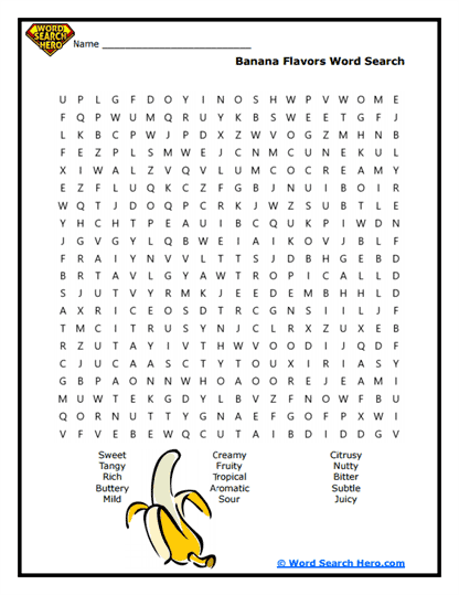 Banana Flavors Word Search